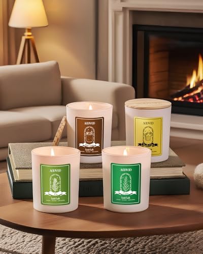 AOOVOO Holiday Candles Set for Women - 4 Pack Candles for Home Scented, Aromatherapy Candle with Crystals, 28 oz 200 Hour Long Lasting Candle, Winter Fragrance of Cedar, Fir, Hot Cocoa, Vanilla Cake - Image 5