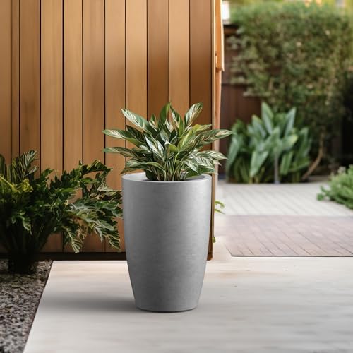 Kante Accent Round Tapered Pale Gray Concrete Planter 18.1" Tall, Outdoor - Image 5