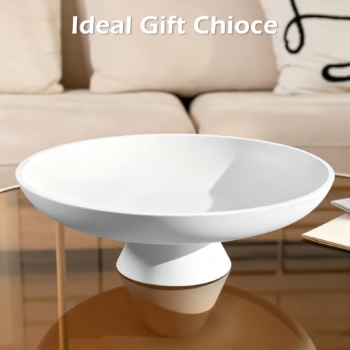 Large Fruit Bowl for Kitchen Counter, Concrete Decorative Bowls for Home Decor, Modern Key Bowl for Entryway Table (White) - Image 6