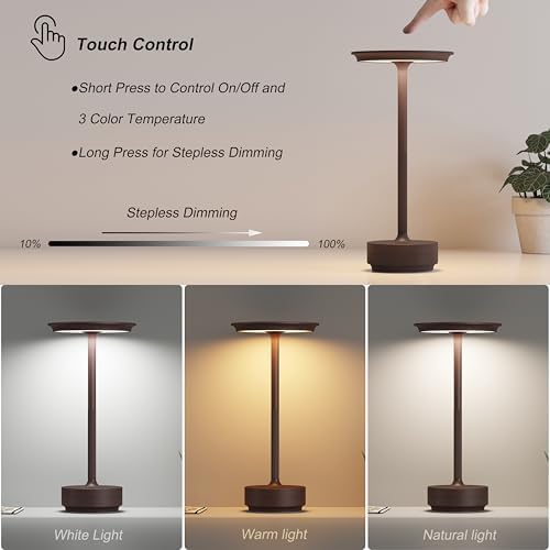 TBBGA 2 Pack Rechargeable Table Lamps Cordless, 5000mAh Outdoor Table Light - Image 2