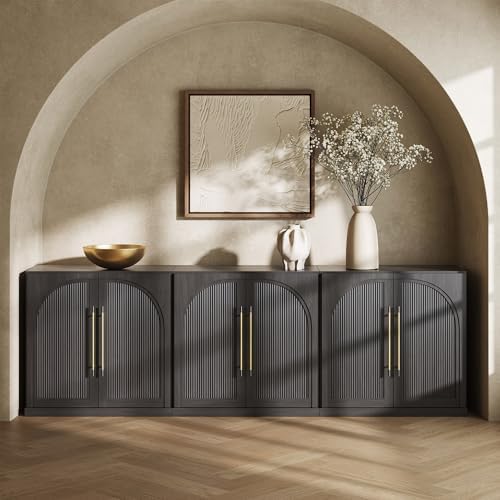 BELLEZE Set of 3 Jagger Sideboard Buffet Cabinet - Ebony by BELLEZE
