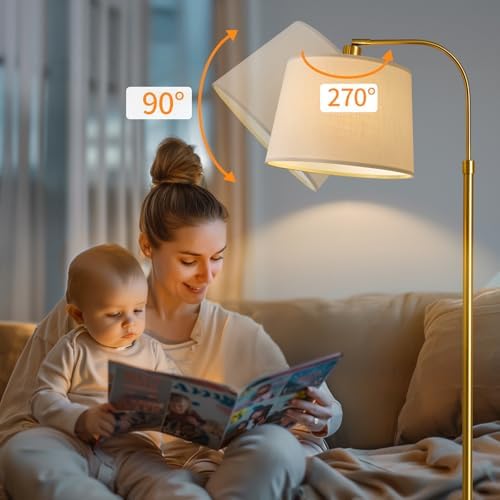Oneach 62" Arc Floor Lamp for Living Rooms, Gold Tall Standing Lamps with Remote and Stepless Dimmable Bulb, Modern Reading Light for Bedrooms Corner Nursery Kid Office (Bulb Included) - Image 4