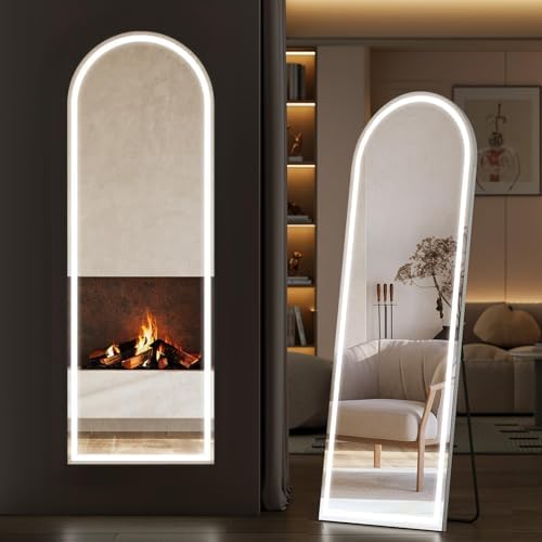 Sweetcrispy Arched LED Full Length Floor Mirror, 60"x16" Full Body Mirror by Sweetcrispy