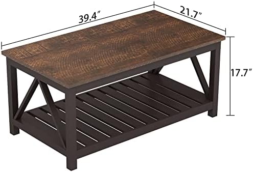 ChooChoo 40" Farmhouse Coffee Table with A-Frame Design for Living Room - Image 2