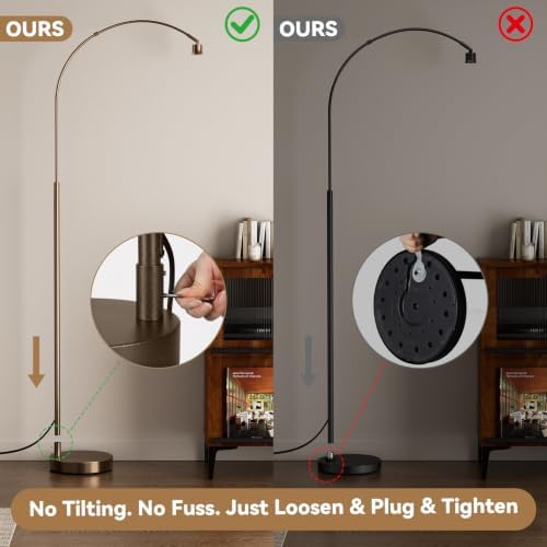 Ambimall Boho Arc Floor Lamp, Color Temp and Brightness Adjustable, Brown - Image 6