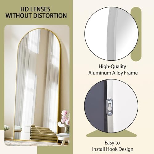 BEAUTYPEAK 71" x 26" Arch Full-Length Mirror with Stand, Silver - Image 3