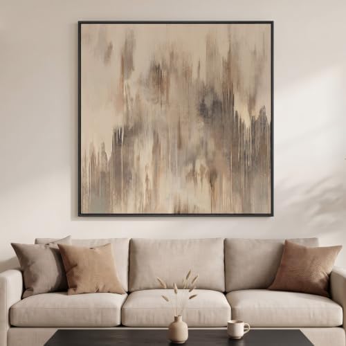 Extra Large Framed Neutral Abstract Wall Art for Living Room Decor, 48x48 by Cuspin
