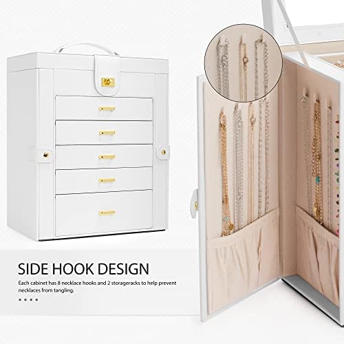 AKOZLIN 6-Tier Jewelry Box Organizer 5 Drawers Storage White Large - Image 5