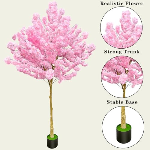 Artificial Cherry Blossom Tree 8.5ft, Faux Cherry Blossom Tree Fake Pink Artificial Tree for Wedding Home Office Living Room House Indoor Outdoor Decor - Image 2