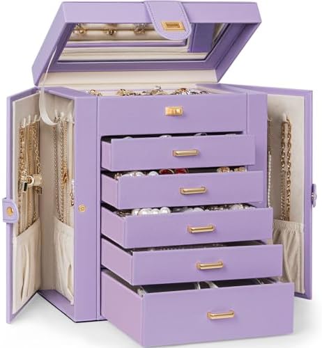 AKOZLIN 6-Tier Jewelry Box Organizer 5 Drawers Storage Medium Violet by AKOZLIN