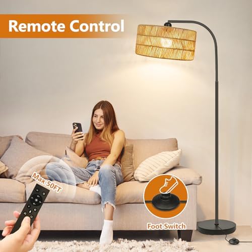 Brilvibera Boho Floor Lamp for Living Room with Remote Control - Image 4