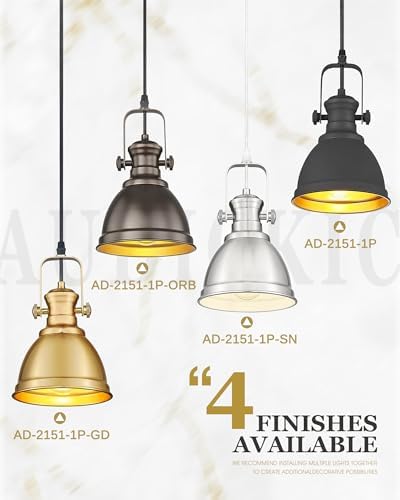 2-Pack Brushed Gold Pendant Lights for Kitchen Island, Metal Shade - Image 6