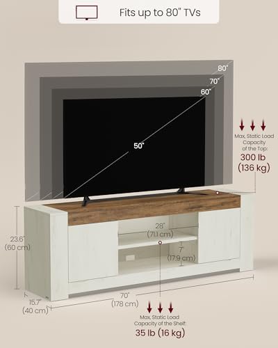 VASAGLE TV Stand with Storage, Farmhouse Entertainment Center for 80'' TV - Image 6