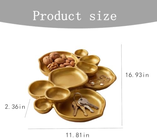 Clustered Serving Bowl, Nine-Grid Design Gold Charcuterie Tray, Elegant Snack Platter, Multipurpose Entertaining Centerpiece for Parties, Appetizers, Nuts, Fruit (Gold) - Image 6