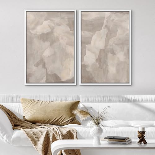 SIGNWIN Framed Canvas Print Wall Art Textured Abstract Earthy Beige Tones Illustrations Modern Art Decorative Contemporary for Living Room, Bedroom, Office - 24"" x36 x2 White - Image 3