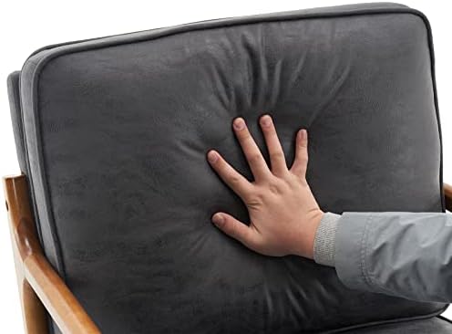 Bonnlo Microfiber Dark Grey Mid Century Modern Accent Chair, Soild Wood Padding Lounge Armchairs Side Sitting Chairs for Living Room, Bedroom, Guest Room - Image 6