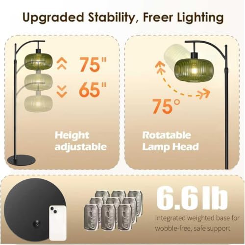 Modern Floor Lamps for Living Room, Dimmable Gold Standing Lamp with Remote - Image 5