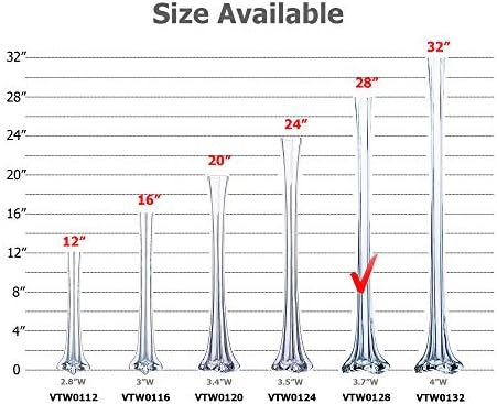 WGV Eiffel Tower Vase Bulk, Open 2", Height 28", (Multiple Sizes Choices) Clear Glass Floral Container with Sturdy Base, Flower Centerpiece for Wedding Event Home Decor, Arts Crafts, 6 Pieces - Image 3