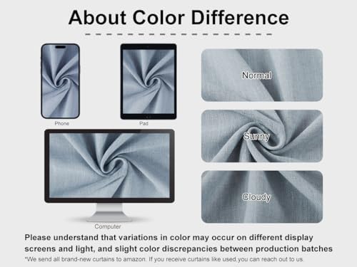 Vision Home Blue Gray Pinch Pleated Full Blackout Curtains Linen Blended Room Darkening Window Curtains 108 inch for Living Room Bedroom Thermal Insulated Pinch Pleat Drapes with Hooks 40" Wx108 Lx2 - Image 6