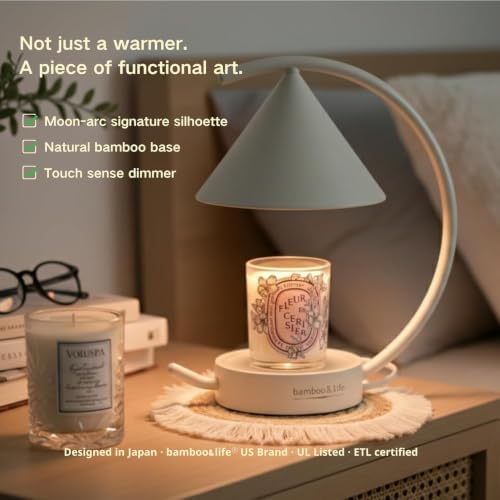 Japandi Moon Arc Candle & Wax Warmer Lamp, Tsukimi Inspired - Image 4