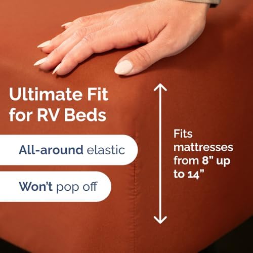 Short Queen Size 4 Piece Bed Sheet Set - RV Short Queen Sheets - Terracotta - Image 3