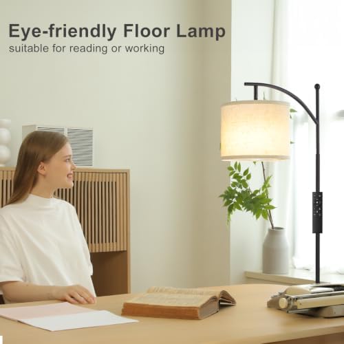 Ambimall 60" Floor Lamp with Remote and Stepless Dimmable Bulb, Black Pole - Image 3
