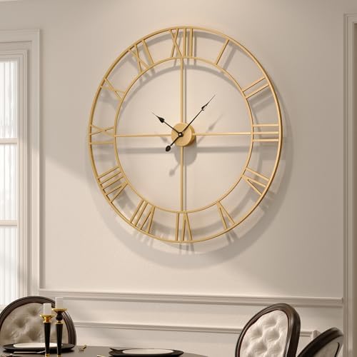 Cuspin Large Gold Wall Clock 36 Inch Decorative Wall Clocks for Living Room by Cuspin