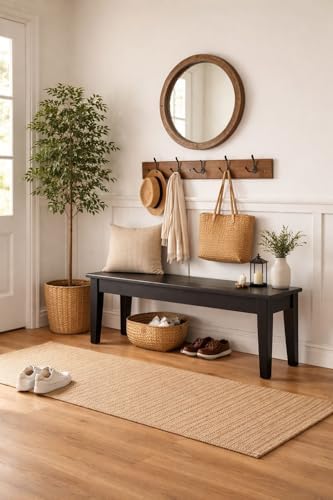 Boraam Shaker Backless Wood Bench - Black Finish by Boraam