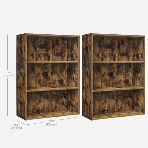 VASAGLE Set of 2 Bookshelves, 3-Tier Open, 23.6 Inches Wide - Image 3