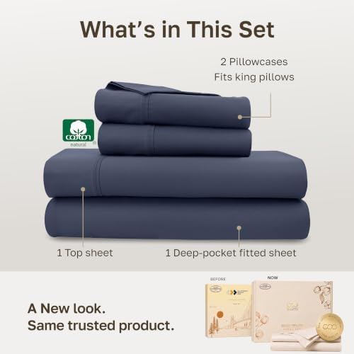 California Design Den 100% Cotton Sateen King Size Deep Pocket Sheets Set - Image 3