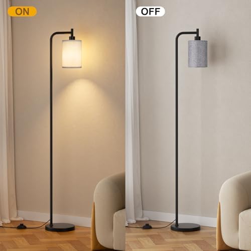 Ziisee 64" Floor Lamp for Living Room with Remote Control, Grey Shade with Black Pole, Dimmable Tall Lamps for Bedroom Office Corner, 9W LED Bulb Included - Image 4