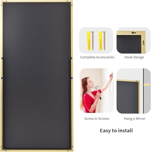 Koonmi 78"x35" Floor Mirror Full Length, Large Gold Mirror - Image 6