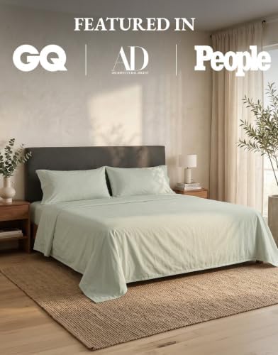 LANE LINEN California King Sheets 100% Organic Cotton Percale 4pc - Mineral - Image 5