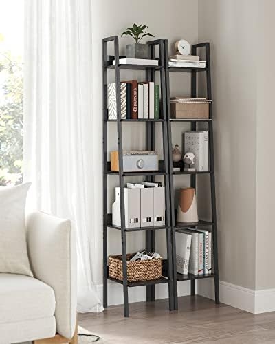 VASAGLE Bookshelf, 5-Tier Narrow Bookcase, Ladder Shelf - Image 4