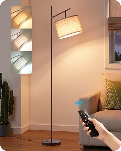 EDISHINE 64.7IN Brown Floor Lamp for Living Room with Remote, Standing Lamp by EDISHINE