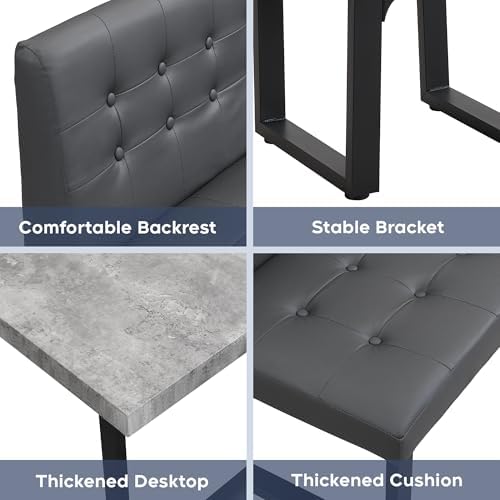 XIAO WEI Corner Dining Table Set for Small Spaces, 72 Inch Breakfast Nook with Storage Banquette, 5 Piece Dining Set with Upholstered Bench, Modern Grey - Image 6