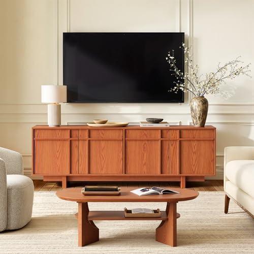65.6" Mid Century Modern TV Stand for 75 Inch TV, Cherry - Image 6