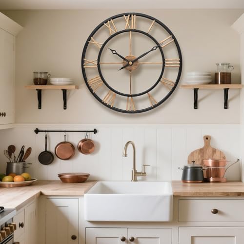 36 Inch Extra Large Wall Clock with Vintage Gold Roman Numerals - Image 5