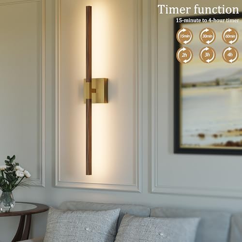 Rayogale Gold & Walnut Wireless Wall Sconce with Remote Control, 24 Inch - Image 5