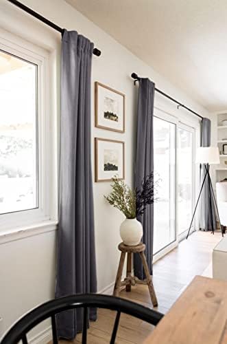 Faux Linen Total Blackout Curtains for Bedroom 80 Inches Long, Darkgray - Image 5