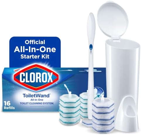 Clorox ToiletWand Toilet Cleaning Kit, 1 Starter Kit with 16 Refill Heads by Clorox