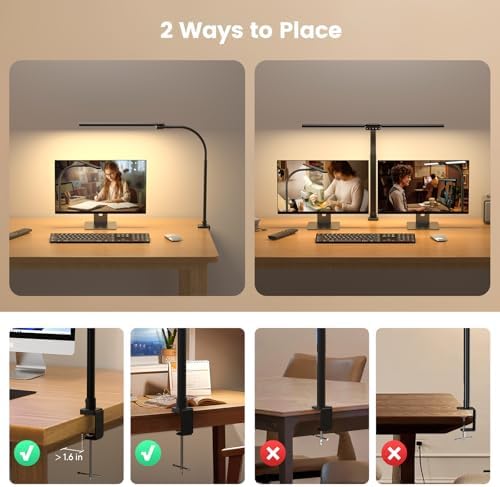 SIBRILLE Upgraded Desk Lamp for Home Office - Dimmable Computer Desk Light with Remote, Modern Architect Task Lamp with Color Changing, Flexible Desktop Lamp with Gooseneck for Monitor, Double Head - Image 6