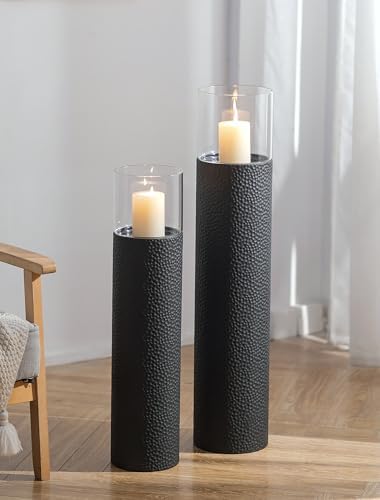 Sziqiqi Tall Floor Candle Holders: 34/27in Hurricane Pillar Candle Holders by SZIQIQI