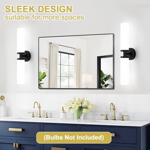 Wall Sconces Set of Two, Matte Black Bathroom Sconces Wall Lighting with Milky White Glass, Hardwired Modern Sconces Wall Decor Set of 2 Bathroom Light Fixtures for Mirror Living Room Hallway Bedroom - Image 5