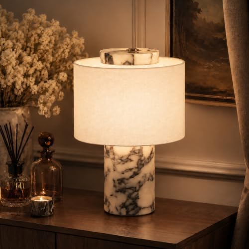 Cordless Marble Table Lamp with Natural Veining Decorative Ambient Lamp by RyanerHome