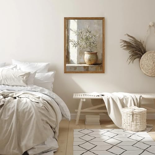 AVECCO Potted Vintage Olive Tree Botanical Wall Art Framed Canvas 16x24 in - Image 2