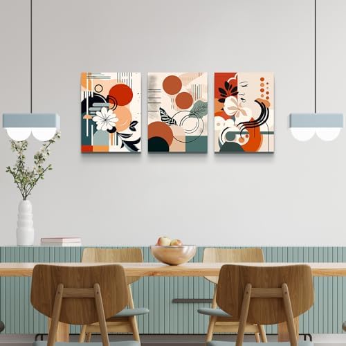 MHARTK66 Canvas Wall Art For Bedroom & Living Room - Boho & Vintage Flowers Wall Painting - Abstract Art - Ready To Hang - Framed Wall Pictures - 3 Panels - Image 5