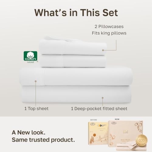 California Design Den Soft 100% Cotton Sateen King Size Bed Sheets, 4 Pcs - Image 3