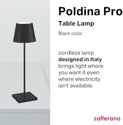 Zafferano, Poldina Pro, Rechargeable Cordless Lamp, Black - Image 2