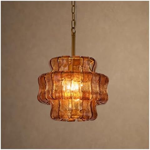 3-Tier 12 Inch Amber Crystal Glass Chandeliers, Modern Gold Luxury Round 1 Lights Hanging Pendant Light Fixture, for Dining Living Room, Bedroom, Foyer, Entryway(Included E26 Bulbs) by MeiYDeng